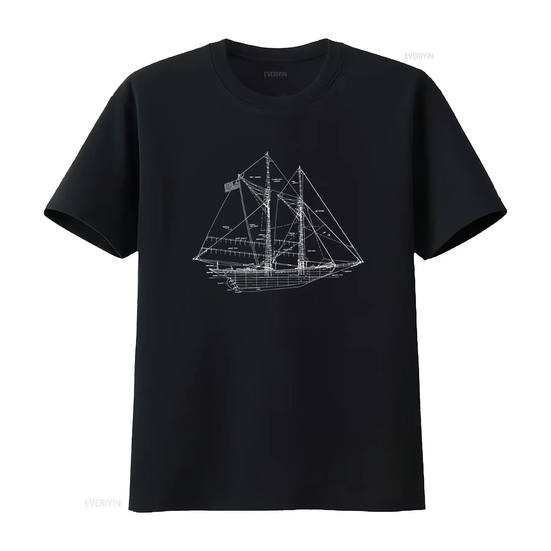 Vintage Yacht Fashion - Zeilen Vintage blauwdruk zeilboot jachting T-shirt