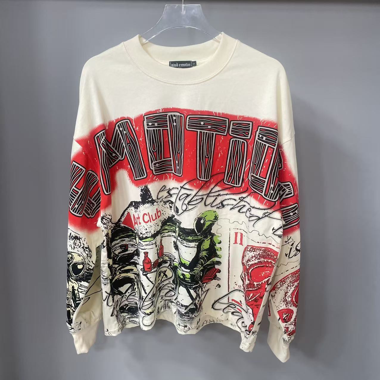 Vintage Fashion Design - Hoogwaardig designer MIXED-EMOTION T-shirt met lange