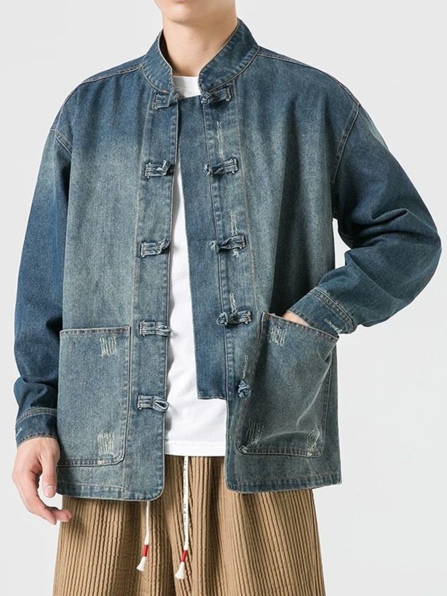 Vintage Fashion Hong Kong - Cowboy Retro Chinese Stijl Gewassen Denim
