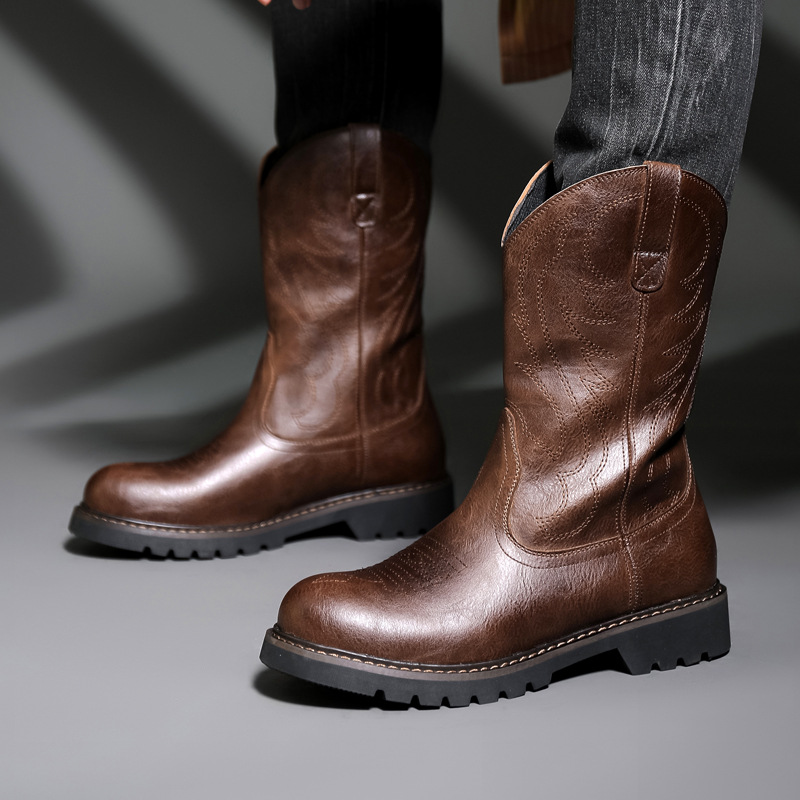 Vintage Fashion For Mens - Mode Heren Cowboylaarzen Nieuwe Borduren Vintage