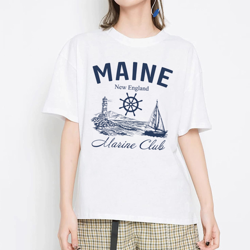 Vintage Yacht Fashion - Maine Marine Club Vintage T-Shirts Korte