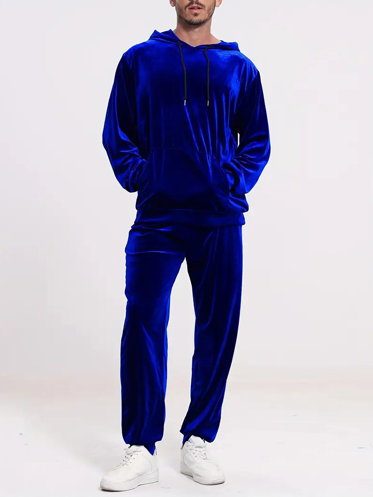 Vintage Fashion For Mens - Modevolle effen fluwelen tweedelige set heren