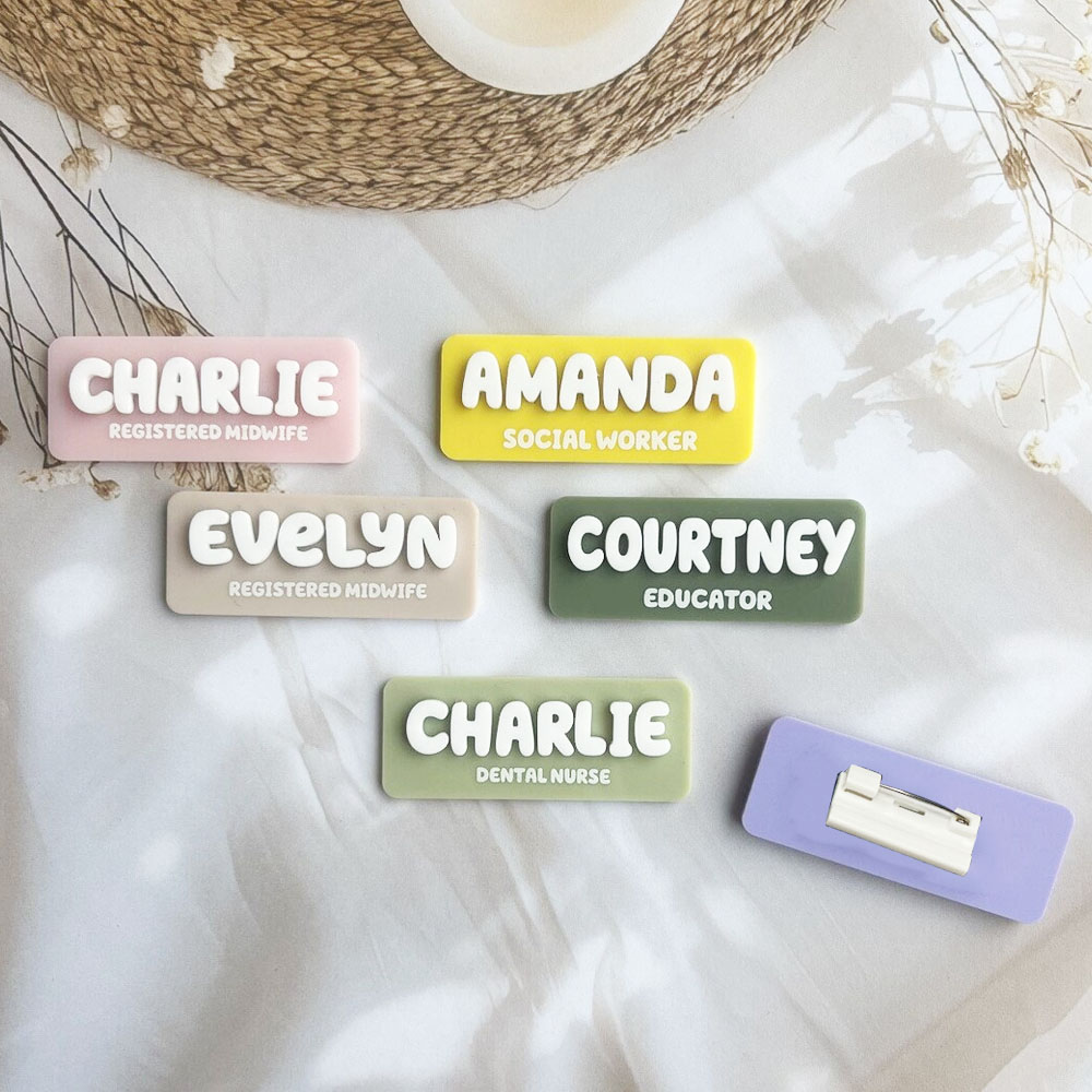 Vintage Fashion Names - Aangepaste naam broche gepersonaliseerde naamplaatje acryl