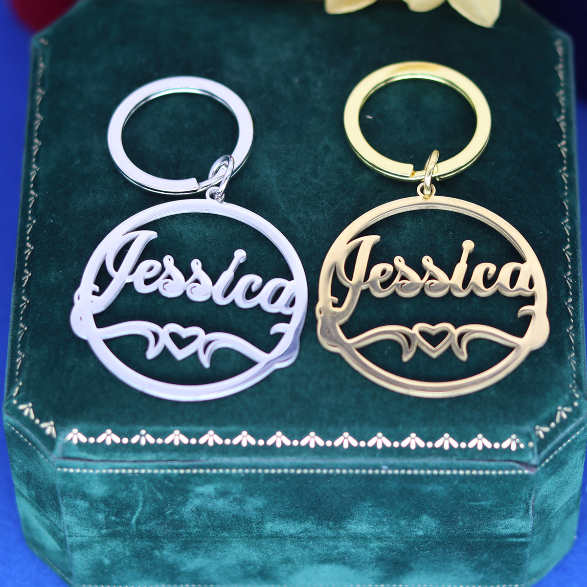 Vintage Fashion Names - Liefde Hart Aangepaste Naam Sleutelhanger Gepersonaliseerde