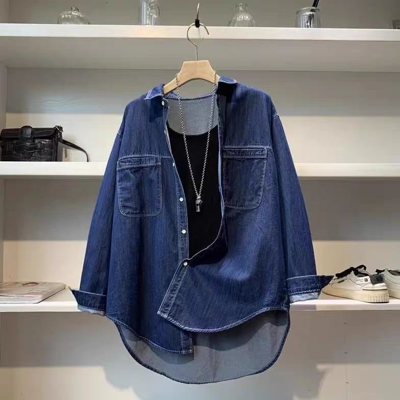 Vintage Fashion Hong Kong - Diepblauw vintage los Hong Kong-stijl dames
