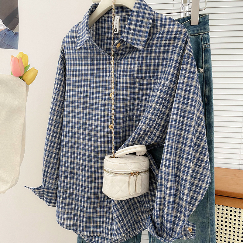 Vintage Flannel Shirt - Vintage geruit overhemd in Koreaanse stijl