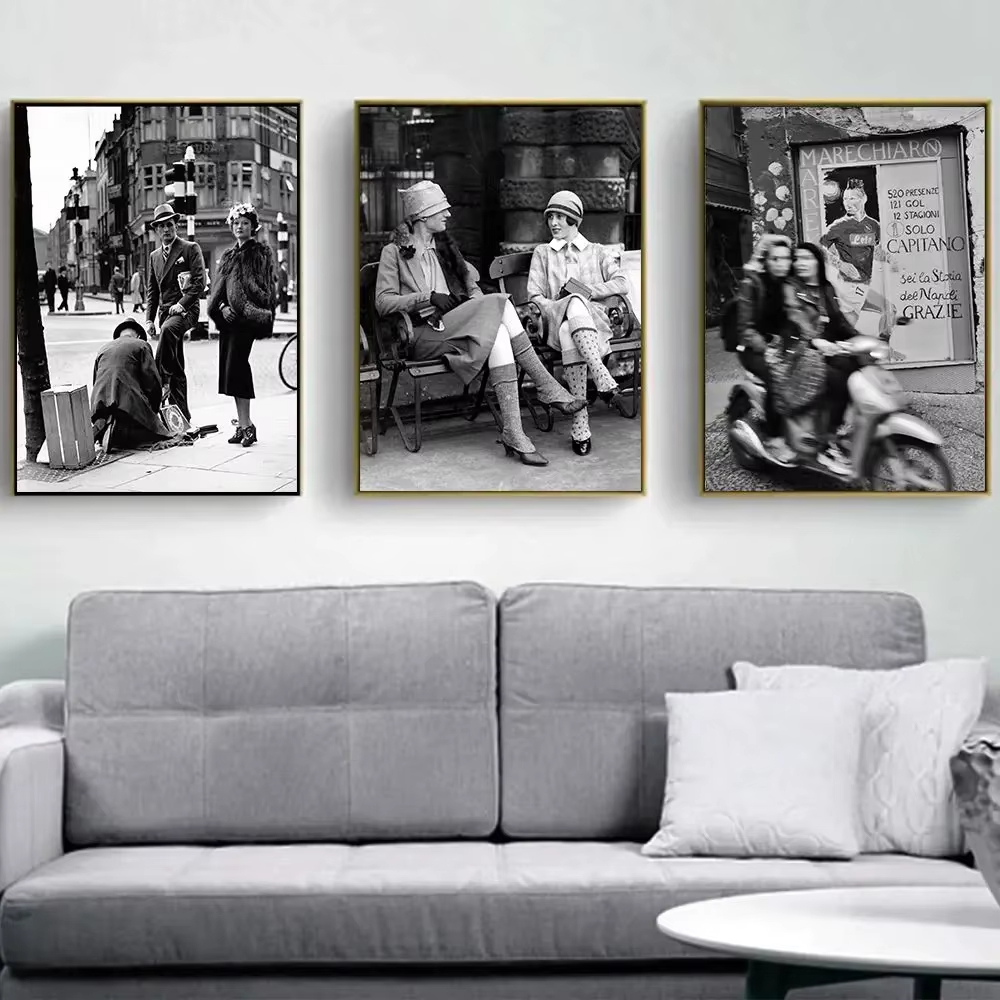 Vintage Fashion In Paris - Mode Zwart-wit Vintage Fotografie Print Italië