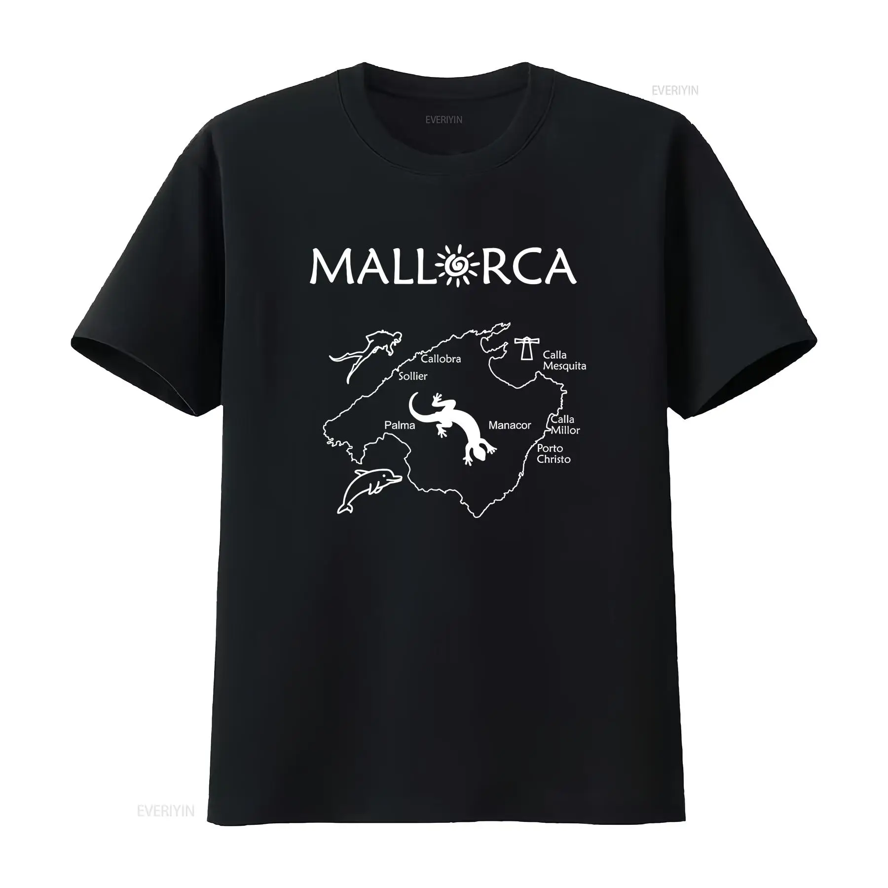 Vintage Fashion Guide - Mallorca Kaart T-shirt Uw reisgids vintage