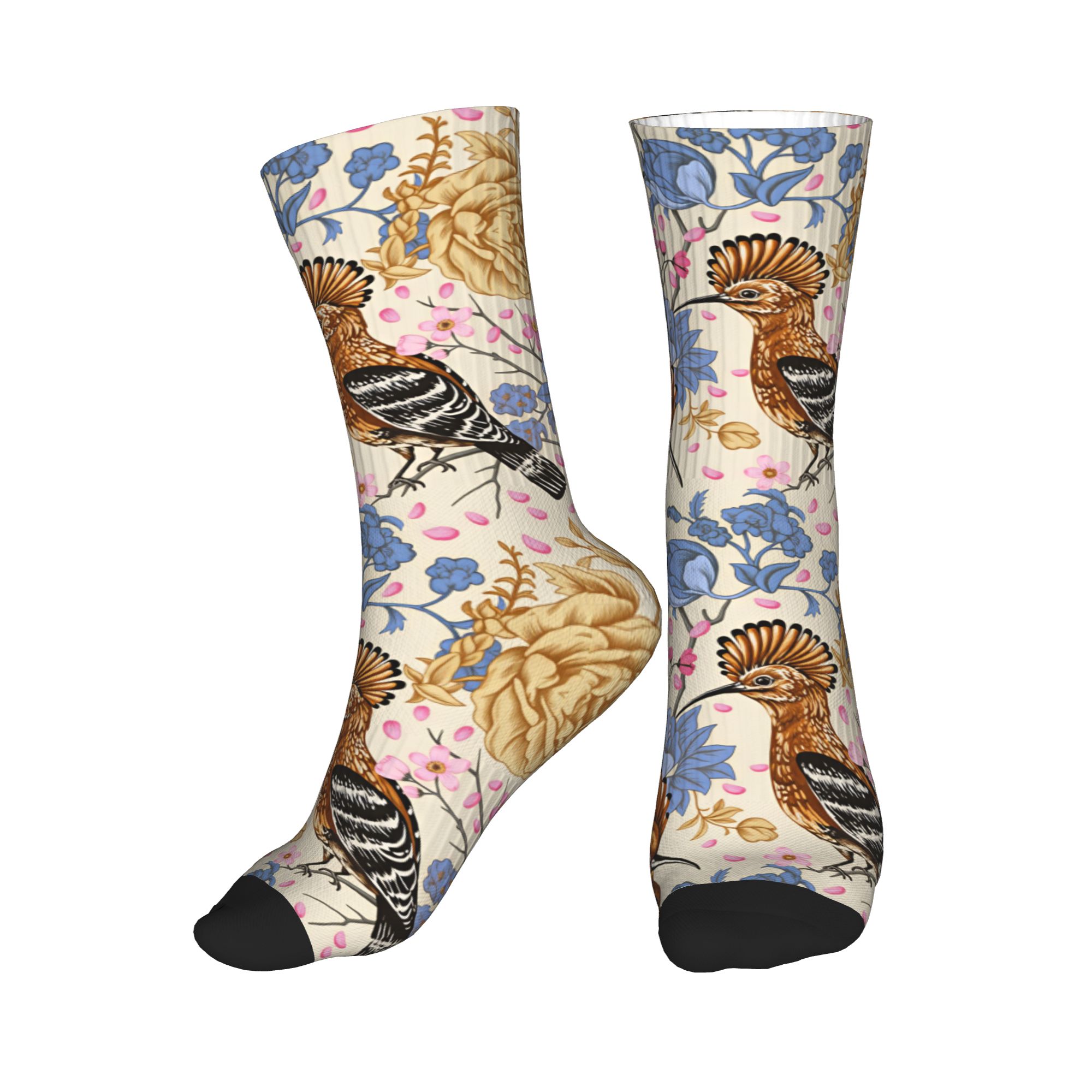 Vintage Fashion For Mens - Hoopoe Bird Blue Peony Vintage bloemenjurksokken
