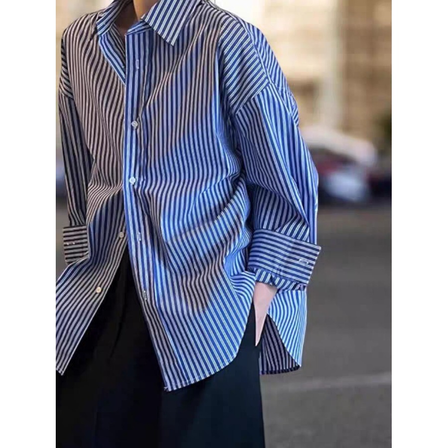 Blauw gestreept losvallend dam - Vintage Fashion Hong Kong recensie en prijs