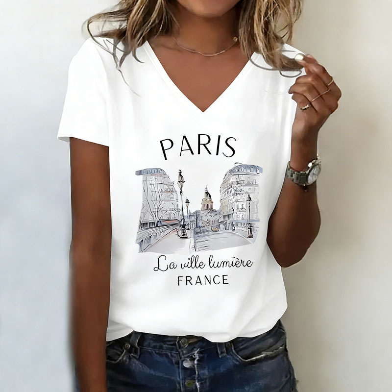 Vintage Parijs T-shirt V-hals  - Vintage Fashion In Paris recensie en prijs
