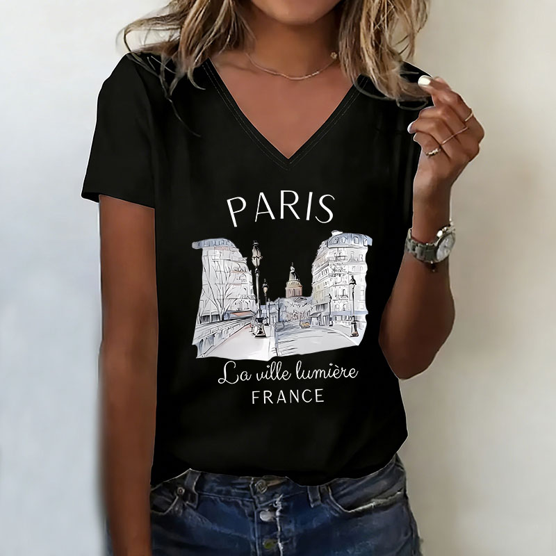 Vintage Parijs T-shirt V-hals  - Vintage Fashion In Paris recensie en prijs