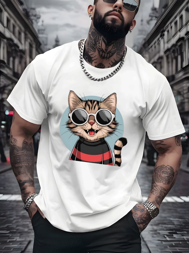 Vintage Kat Katoenen T-shirt H - Vintage Fashion Outfits Men recensie en prijs